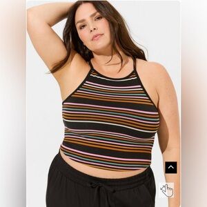 Torrid Foxy High Neck Crop Top Striped 0